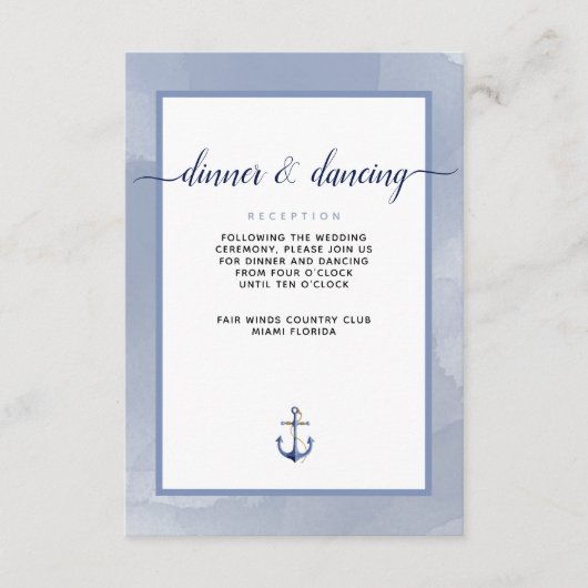 #Nautical Steel Blue Watercolor #Wedding Details Begleitkarte (Vorderseite)
