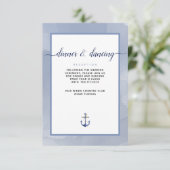 #Nautical Steel Blue Watercolor #Wedding Details Begleitkarte (Stehend Vorderseite)