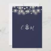 Nautical String Lights Monogram Navy Blue Wedding Einladung (Rückseite)