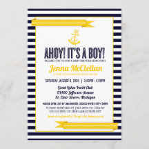 Nautical Stripe Anchor Yellow & Navy Baby Dusche