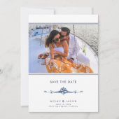 Nautical Stripe Foto Wedding Save the Date (Vorderseite)