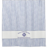  Nautical Stripe Monogram Boat Name Shower Curtain Duschvorhang (Vorderseite)