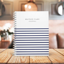 Nautical Stripe Navy Blue Stylish Trendy Journal Notizblock