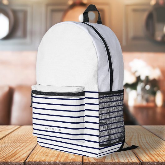 Nautical Stripe Navy Blue Stylish Trendy Modern Bedruckter Rucksack