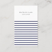 Nautical Stripe Navy Blue Stylish Trendy Modern Visitenkarte (Vorderseite)