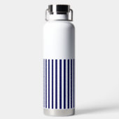 Nautical Stripe Navy Blue Trendy Simple Stylish Trinkflasche (Rückseite)