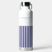 Nautical Stripe Navy Blue Trendy Simple Stylish Trinkflasche (Vorderseite)