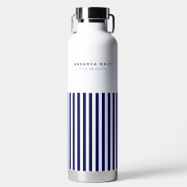 Nautical Stripe Navy Blue Trendy Simple Stylish Trinkflasche