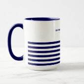 Nautical Stripe Navy Blue Trendy Stilvoll 6 Streif Tasse (Links)