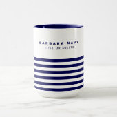 Nautical Stripe Navy Blue Trendy Stilvoll 6 Streif Tasse (Zentrum)