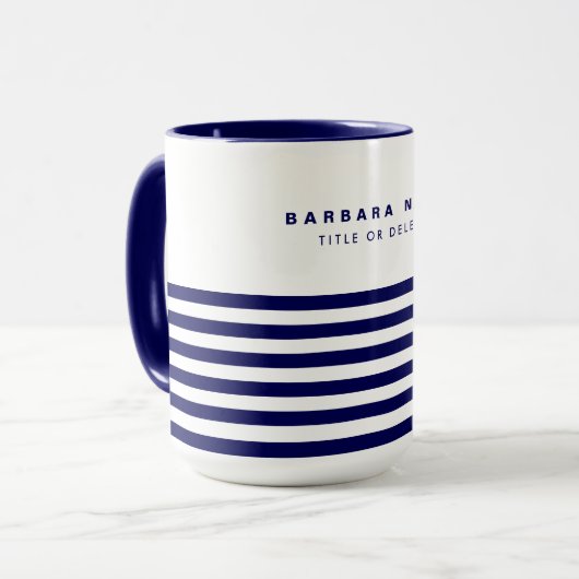 Nautical Stripe Navy Blue Trendy Stilvoll 6 Streif Tasse (Vorderseite Links)