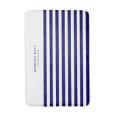 Nautical Stripe Navy Blue Trendy Stilvoll 8 Streif Badematte (Vorderseite Vertikal)
