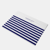 Nautical Stripe Navy Blue Trendy Stilvoll 8 Streif Fußmatte (Schrägansicht)