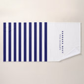 Nautical Stripe Navy Blue Trendy Stilvoll 9 Streif Badehandtuch (Badehandtuch)