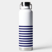 Nautical Stripe Navy Blue Trendy Stilvoll 9 Streif Trinkflasche (Rückseite)