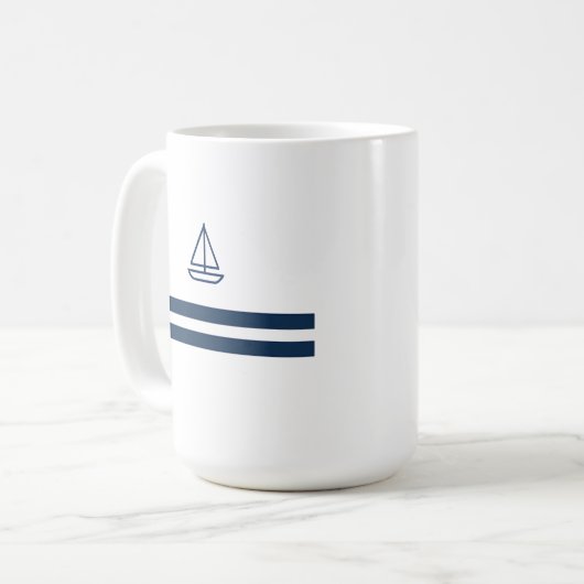 Nautical Stripe Sailboat Kaffeetasse (Vorderseite Links)