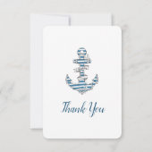 Nautical Striped Anchor Birthday Party  Dankeskarte (Rückseite)