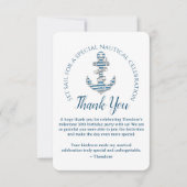 Nautical Striped Anchor Birthday Party  Dankeskarte (Vorderseite)