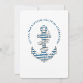 Nautical Striped Anchor Birthday Party Invitation Einladung (Rückseite)