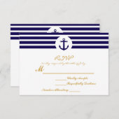 Nautical Striped Anchor UAWG Wedding Card RSVP Karte (Vorne/Hinten)