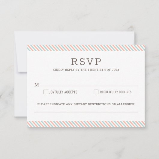 Nautical Striped Beach Wedding Repair Card RSVP Karte (Vorderseite)