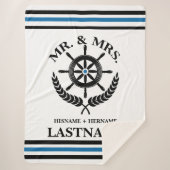 Nautical Striped Custom Mr. und Mrs. Sherpadecke (Vorderseite)