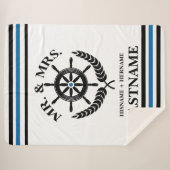 Nautical Striped Custom Mr. und Mrs. Sherpadecke (Vorderseite (Horizontal))