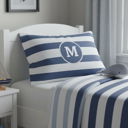 Nautical Striped Weave Monogram Navy White ID1248 Kissenbezug