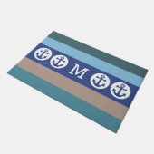 Nautical Stripes benutzerdefinierte Monogramm-Türm Fußmatte (Schrägansicht)