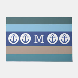 Nautical Stripes benutzerdefinierte Monogramm-Türm Fußmatte