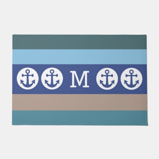 Nautical Stripes benutzerdefinierte Monogramm-Türm Fußmatte (Vorderseite)