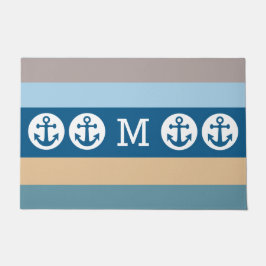 Nautical Stripes benutzerdefinierte Monogramm-Türm Fußmatte