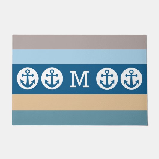Nautical Stripes benutzerdefinierte Monogramm-Türm Fußmatte (Vorderseite)