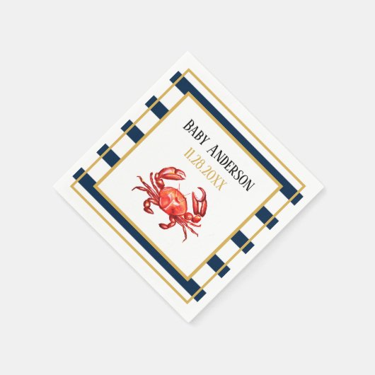 Nautical Stripes Crab Kinderdusche Serviette (Ecke)