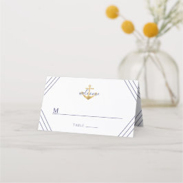 Nautical Stripes Gold Anchor Hochzeit Platzkarte
