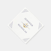 Nautical Stripes Gold Anchor Hochzeit Serviette (Ecke)