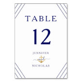 Nautical Stripes Gold Anchor Hochzeit Tischnummer (Vorderseite)