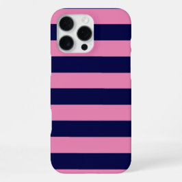 Nautical Stripes Navy Blue and Pink iPhone 16 Pro Max Hülle