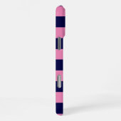 Nautical Stripes Navy Blue and Pink iPhone Hülle (Rechte Seite)