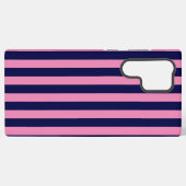 Nautical Stripes Navy Blue and Pink Samsung Galaxy Hülle (Rückseite (Horizontal))