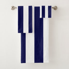 Nautical Stripes Navy Blue and White  Badhandtuch Set