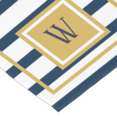Nautical Stripes Navy Blue Monogram Initial Kurzer Tischläufer (Ecke)
