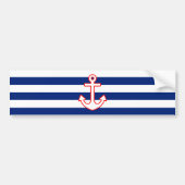 Nautical Style Anchor on Stripes Autoaufkleber (Vorne)