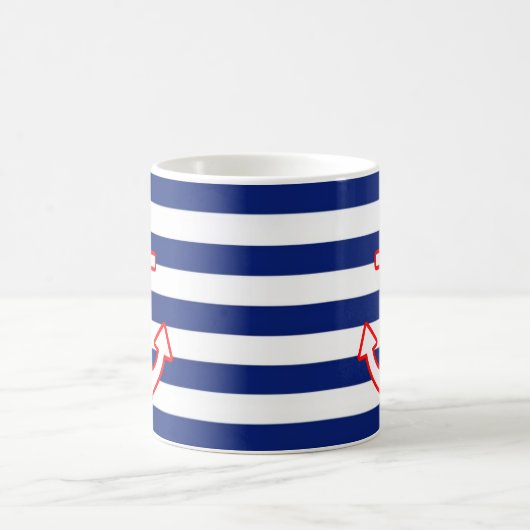 Nautical Style Anchor on Stripes Kaffeetasse (Mittel)