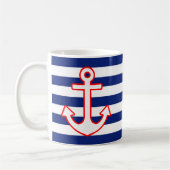 Nautical Style Anchor on Stripes Kaffeetasse (Links)