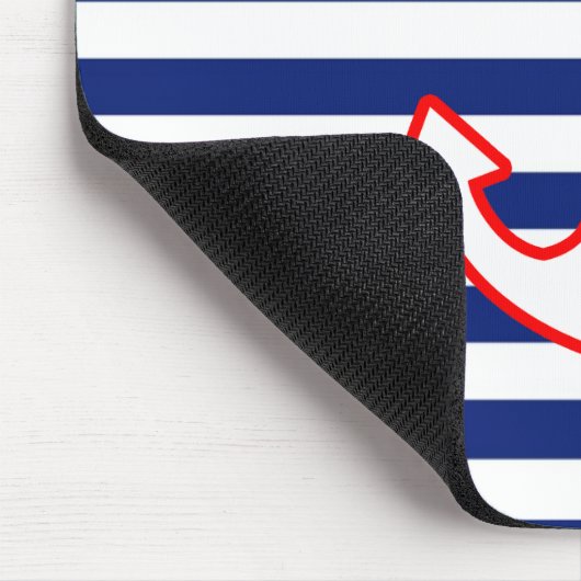 Nautical Style Anchor on Stripes Mousepad (Ecke)