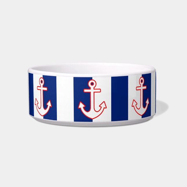 Nautical Style Anchor on Stripes Napf (Vorderseite)