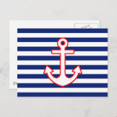 Nautical Style Anchor on Stripes Postkarte (Vorne/Hinten)