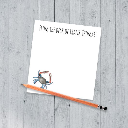 Nautical Stylish Nature Simple Blue Crab Notizblock