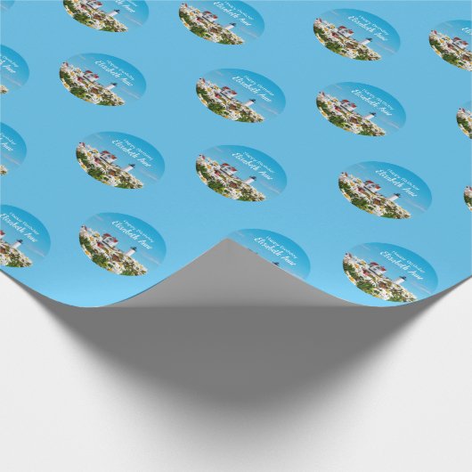 Nautical Summer Birthday Nubble Maine Lighthouse Geschenkpapier (Ecke)
